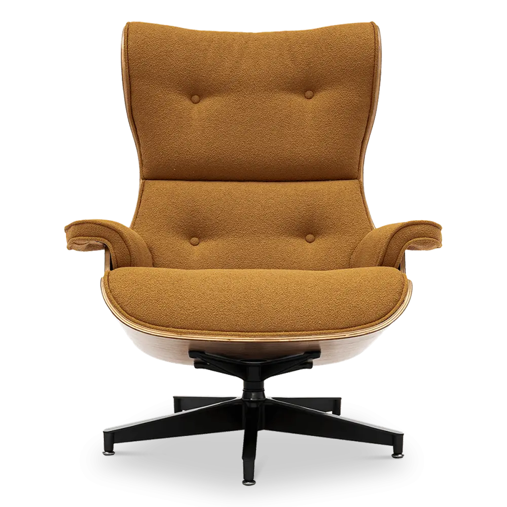 Cavel Lounge Chair Bruin Boucle | Walnoot Schalen