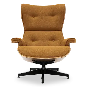 Cavel Lounge Chair Bruin Boucle | Walnoot Schalen