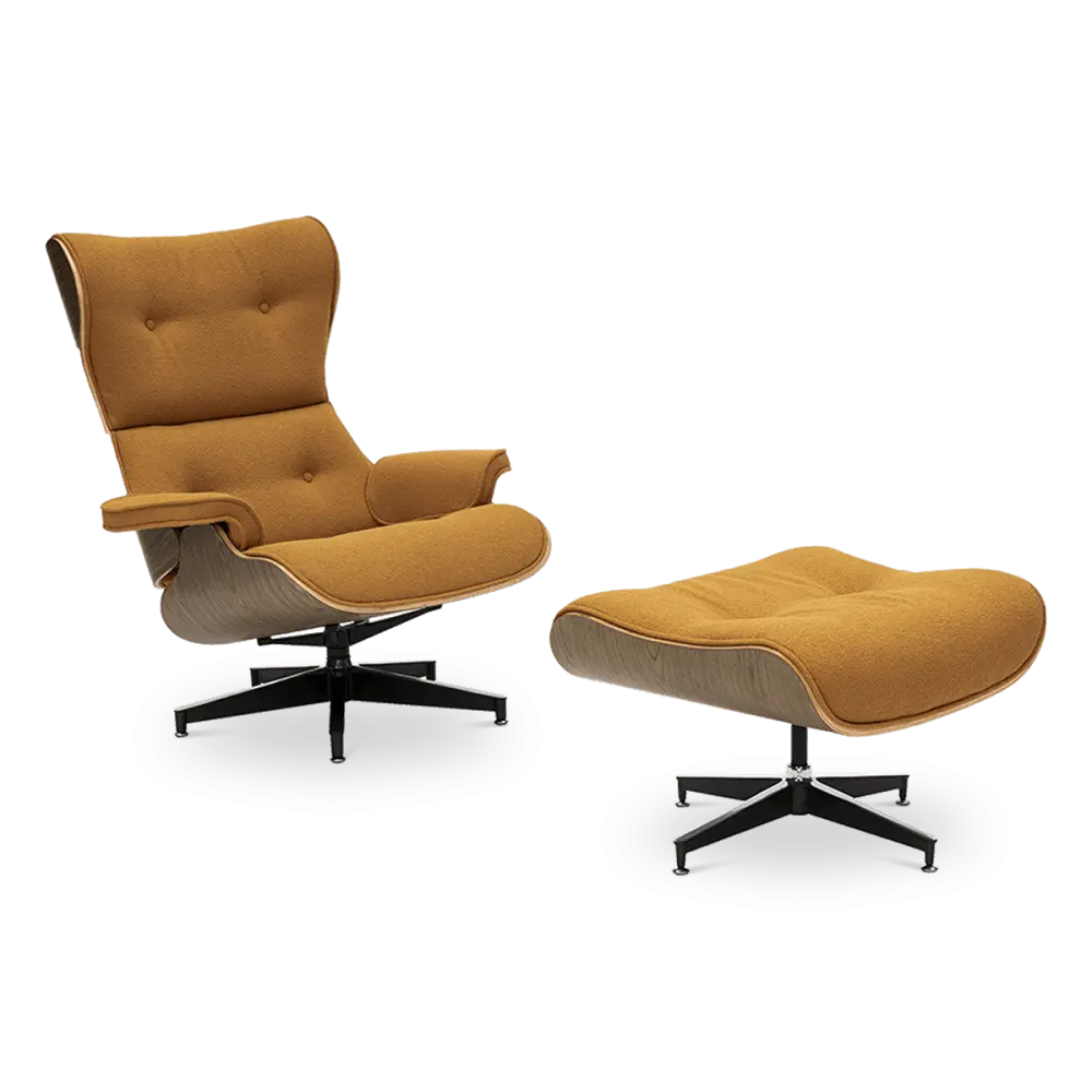 Cavel Lounge Chair Bruin Boucle | Walnoot Schalen