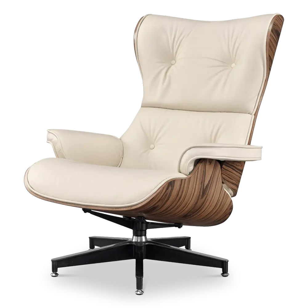 Cavel Lounge Chair Offwhite Leer | Naturel Palissander Schalen