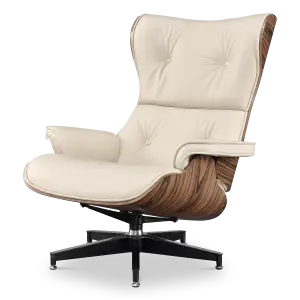 Cavel Lounge Chair Offwhite Leer | Naturel Palissander Schalen