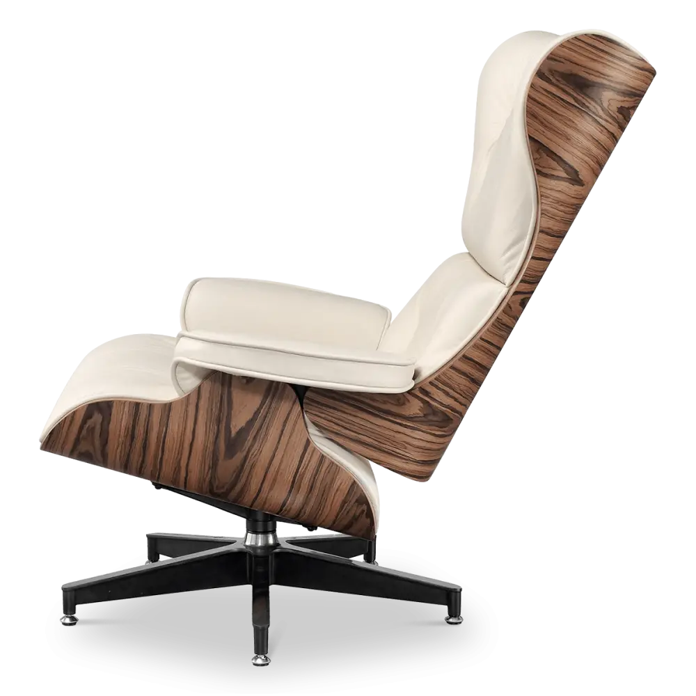 Cavel Lounge Chair Offwhite Leer | Naturel Palissander Schalen