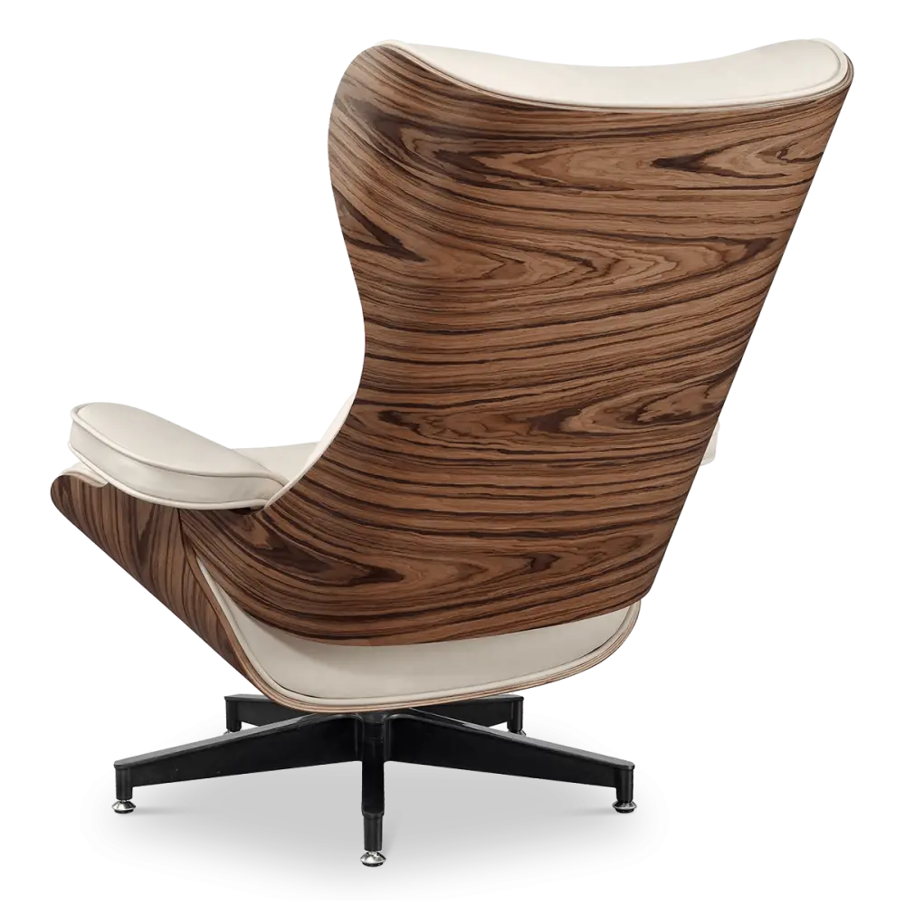 Cavel Lounge Chair Offwhite Leer | Naturel Palissander Schalen