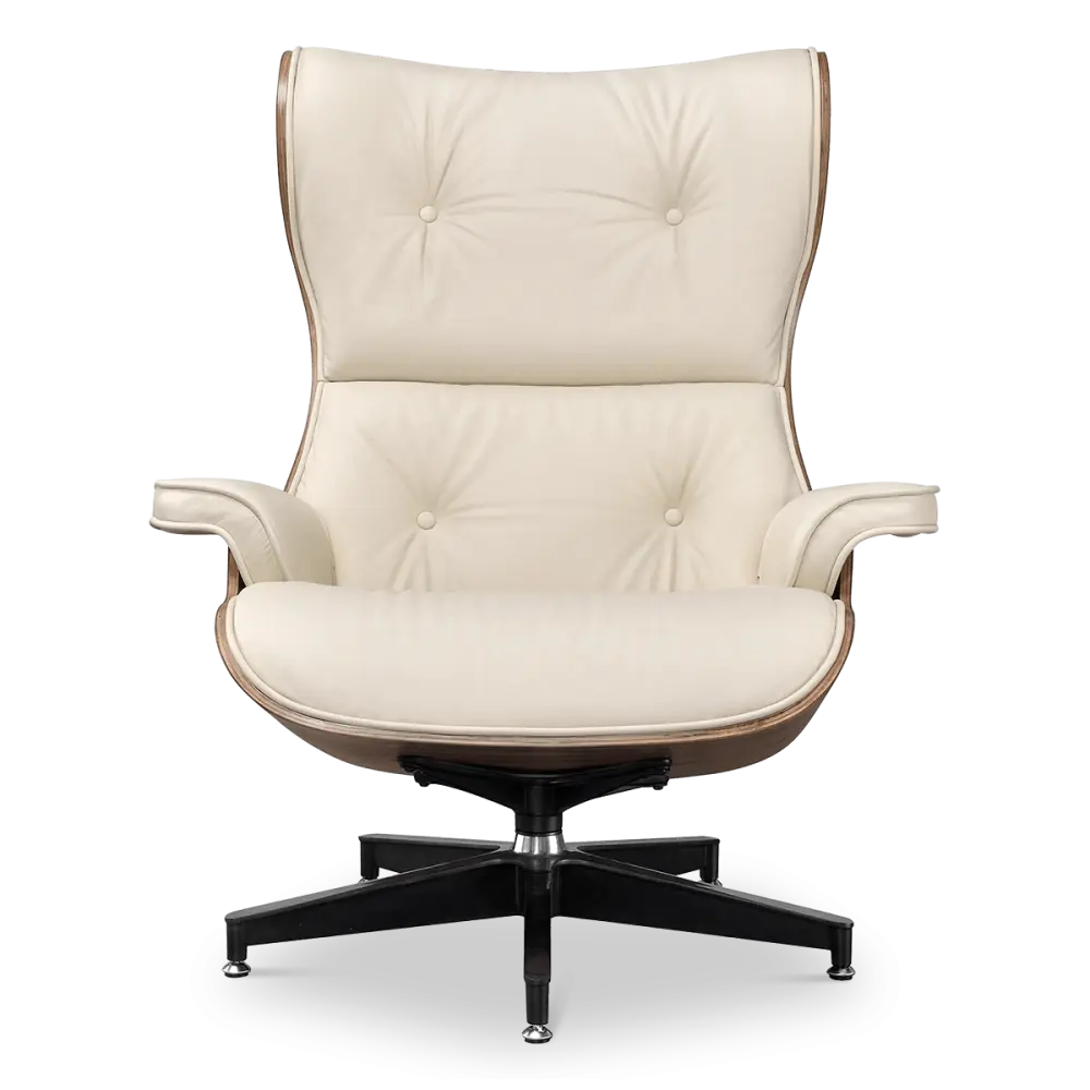 Cavel Lounge Chair Offwhite Leer | Naturel Palissander Schalen