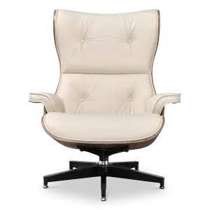 Cavel Lounge Chair Offwhite Leer | Naturel Palissander Schalen