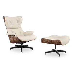 Cavel Lounge Chair Offwhite Leer | Naturel Palissander Schalen