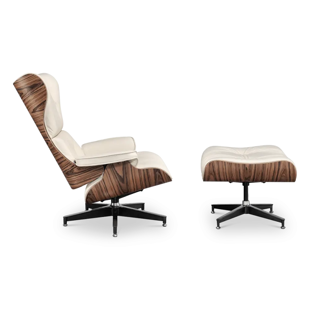 Cavel Lounge Chair Offwhite Leer | Naturel Palissander Schalen