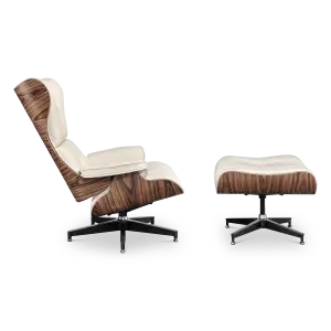 Cavel Lounge Chair Offwhite Leer | Naturel Palissander Schalen