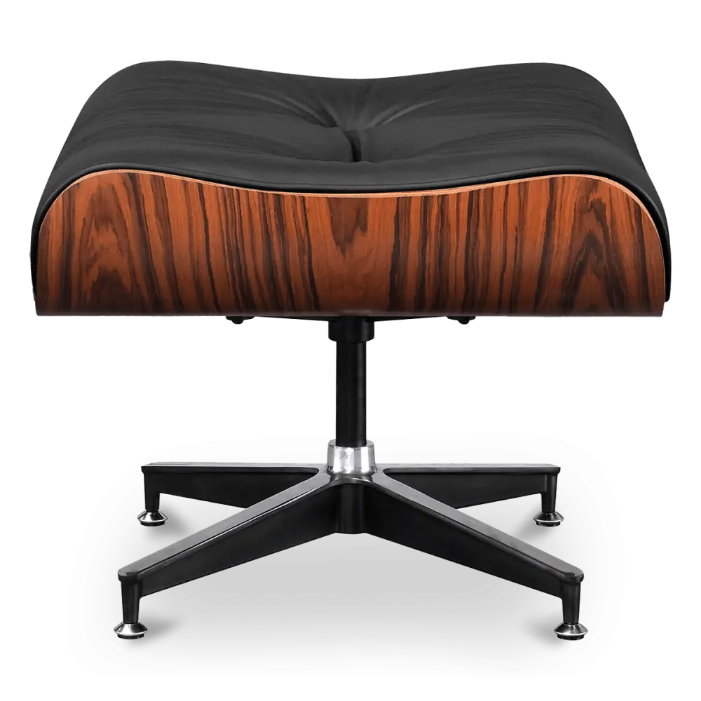 Cavel Lounge Chair Ottoman / Hocker Zwart Leer | Palissander Schaal