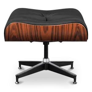 Cavel Lounge Chair Ottoman / Hocker Zwart Leer | Palissander Schaal