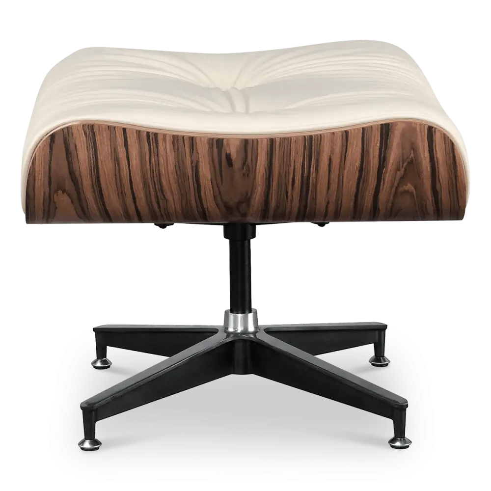 Cavel Lounge Chair Ottoman / Hocker Offwhite Leer | Naturel Palissander Schaal