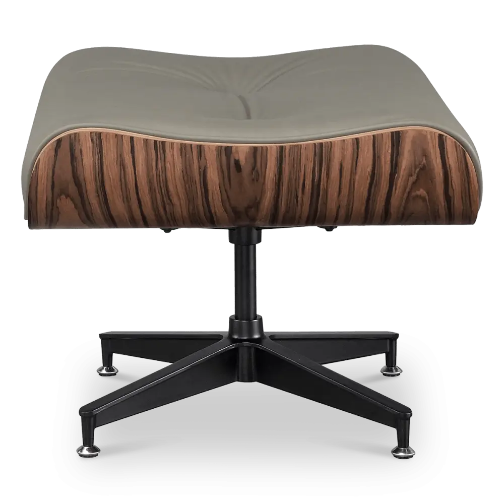 Cavel Lounge Chair Ottoman / Hocker Olijf Groen Leer | Naturel Palissander Schaal