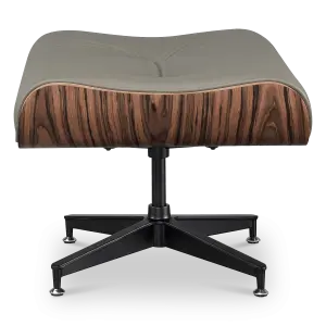 Cavel Lounge Chair Ottoman / Hocker Olijf Groen Leer | Naturel Palissander Schaal
