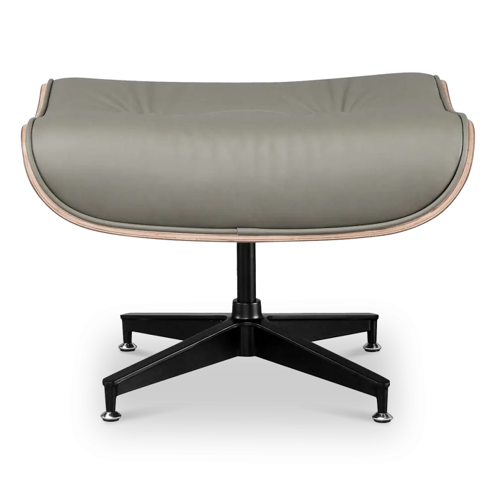 Cavel Lounge Chair Ottoman / Hocker Olijf Groen Leer | Naturel Palissander Schaal