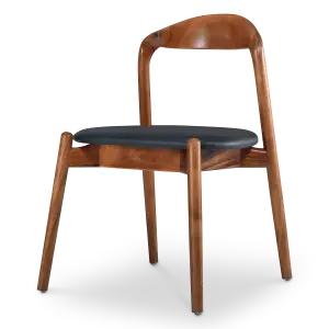 Bow Stoel Walnoot Hout | Zwart PU Leer