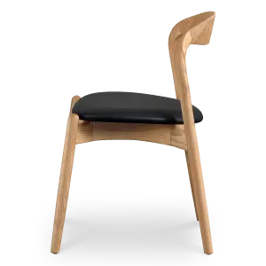 Bow Stoel Essen Hout | Zwart PU Leer
