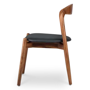 Bow Stoel Walnoot Hout | Zwart PU Leer