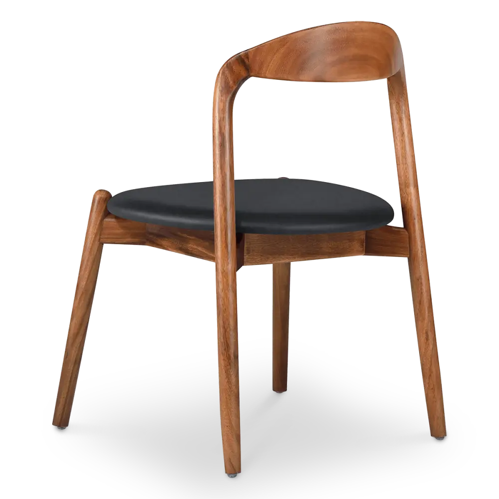 Bow Stoel Walnoot Hout | Zwart PU Leer