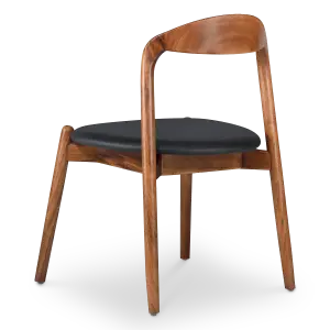 Bow Stoel Walnoot Hout | Zwart PU Leer