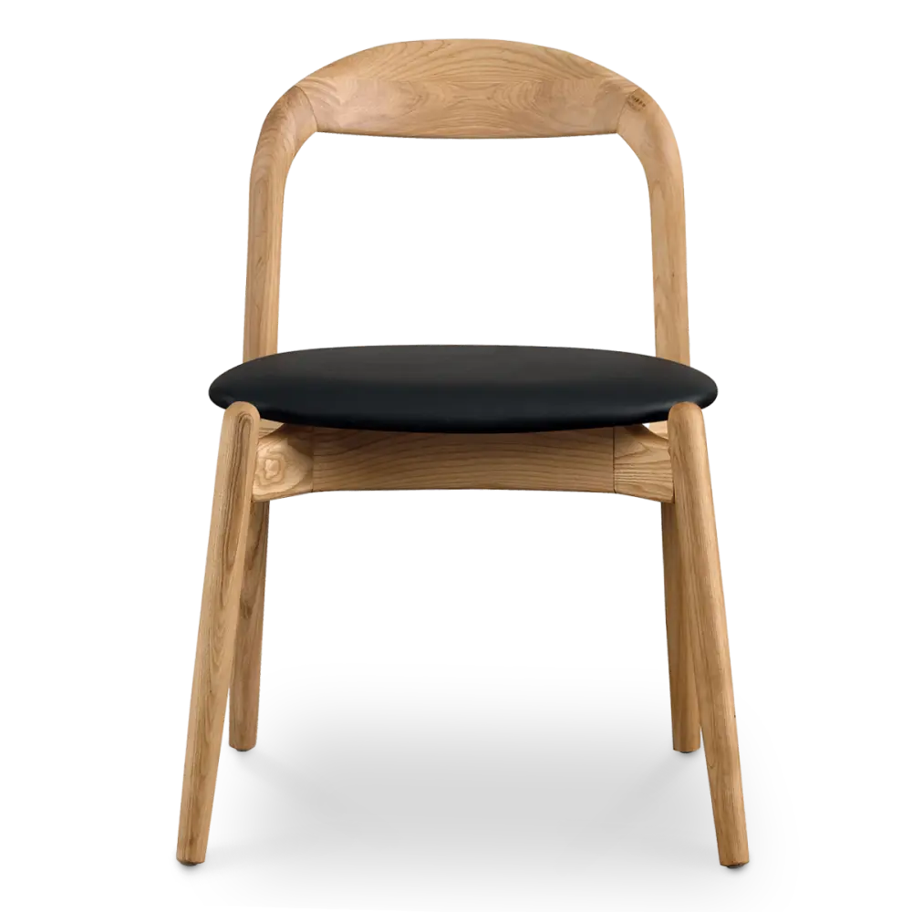 Bow Stoel Essen Hout | Zwart PU Leer