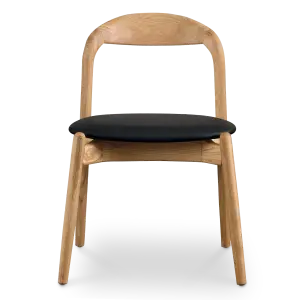 Bow Stoel Essen Hout | Zwart PU Leer