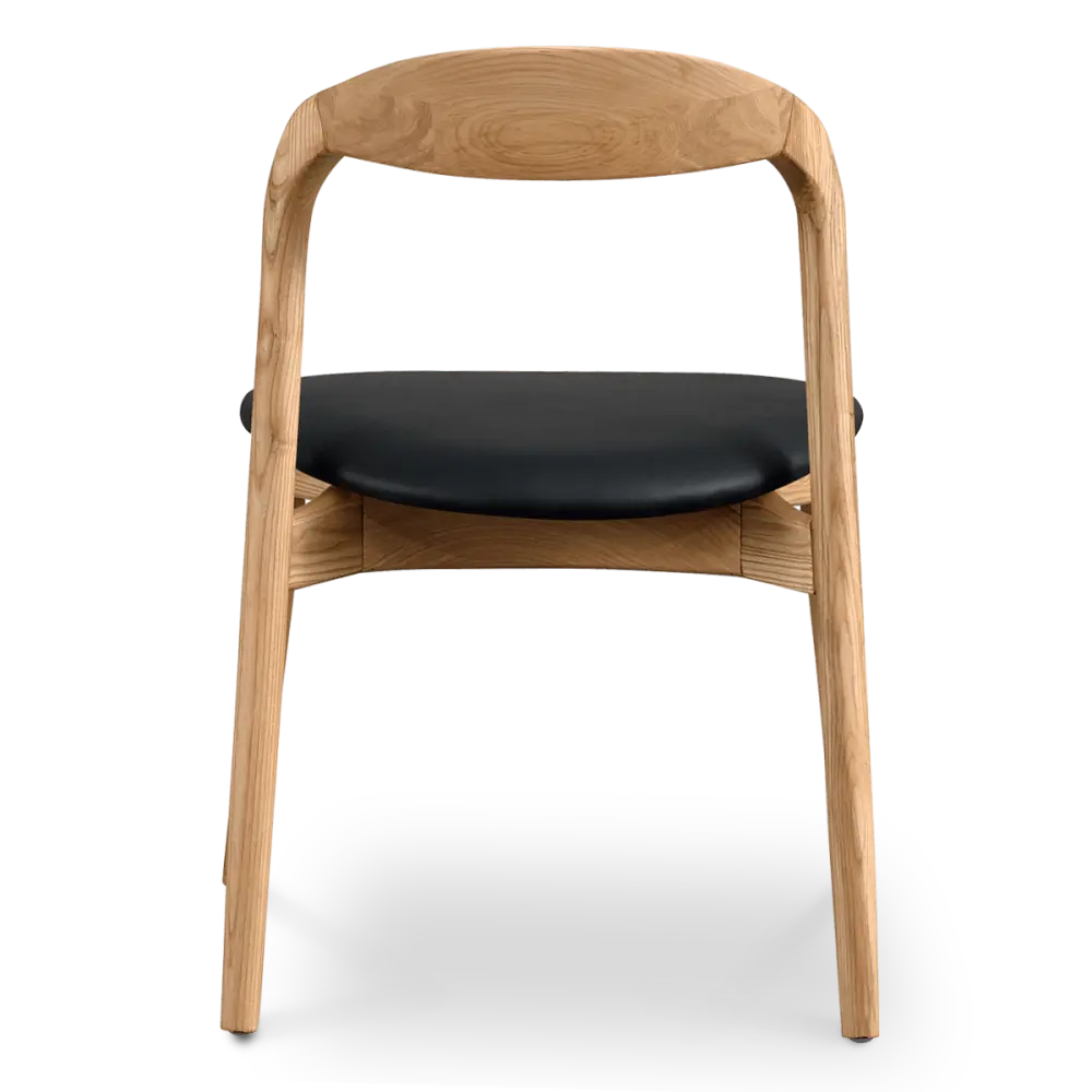 Bow Stoel Essen Hout | Zwart PU Leer