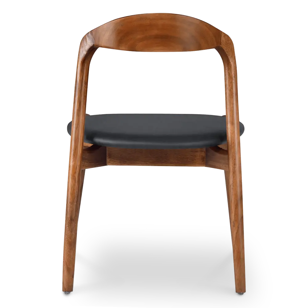 Bow Stoel Walnoot Hout | Zwart PU Leer