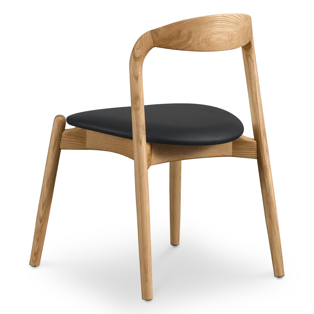Bow Stoel Essen Hout | Zwart PU Leer