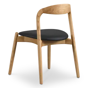 Bow Stoel Essen Hout | Zwart PU Leer