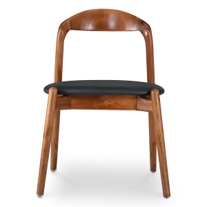 Bow Stoel Walnoot Hout | Zwart PU Leer