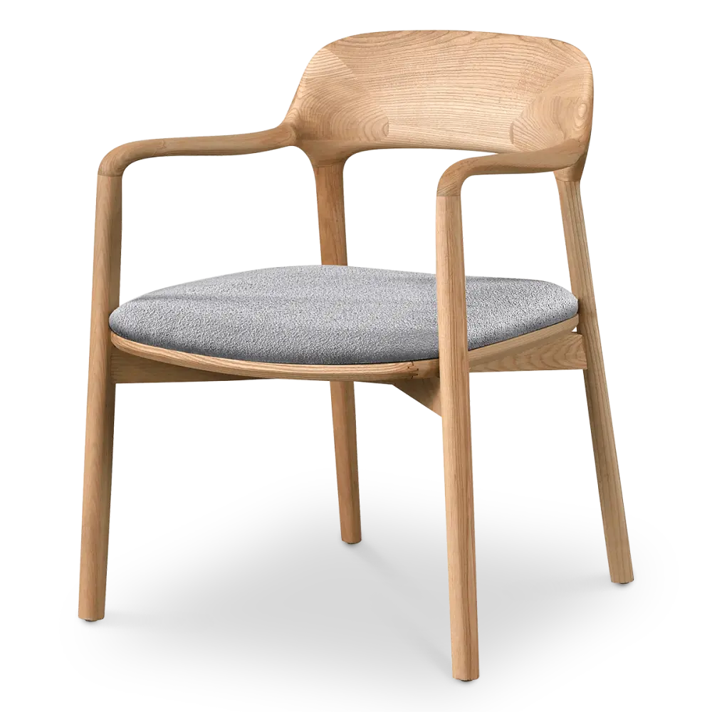 Kennedy Eetkamerstoel | Naturel Essen | Grijs Boucle