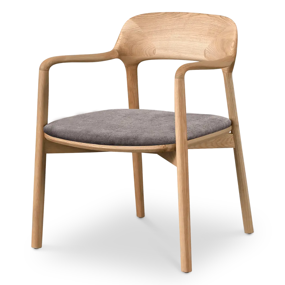 Kennedy Eetkamerstoel | Naturel Essen | Grijs Bruin Chenille