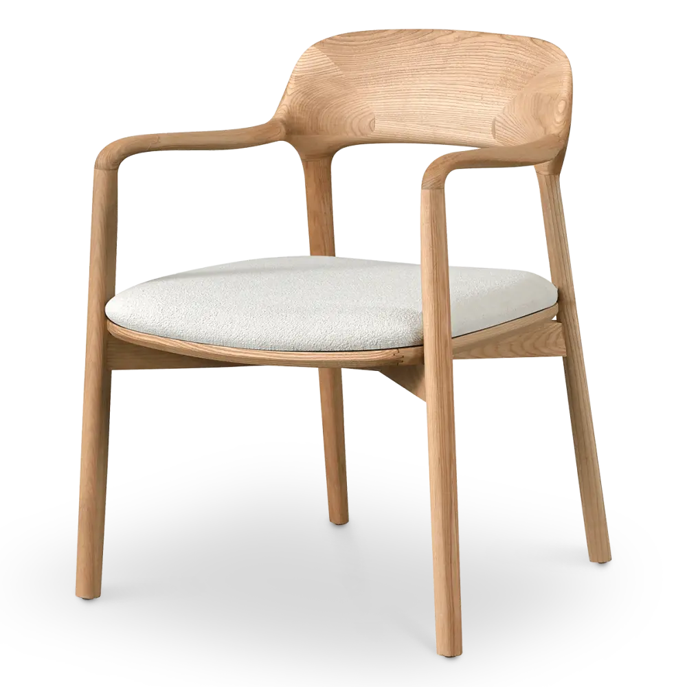 Kennedy Eetkamerstoel | Essen Hout | Wit Teddy / Boucle