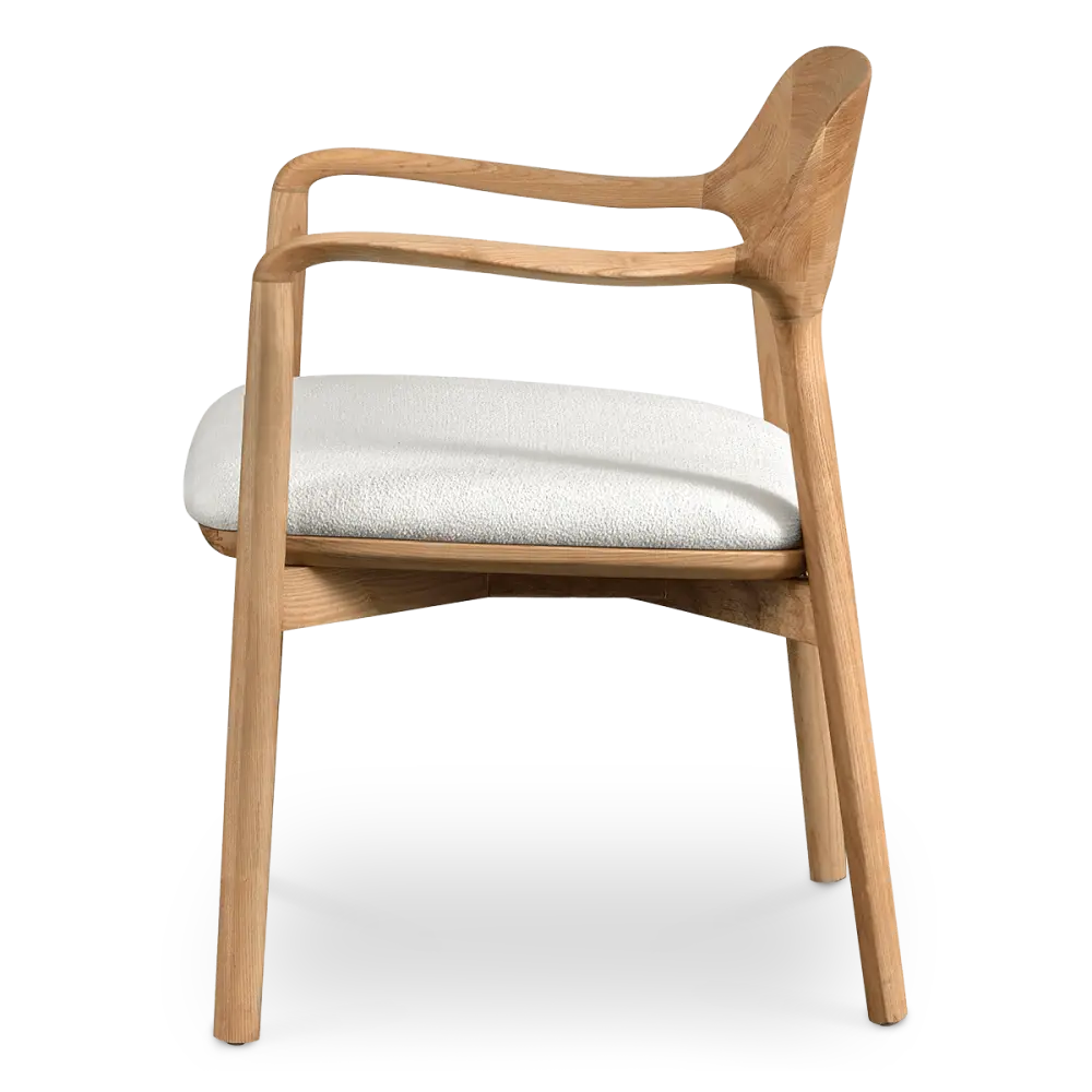 Kennedy Eetkamerstoel | Essen Hout | Wit Teddy / Boucle
