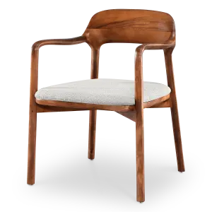 Kennedy Eetkamerstoel | Walnoot | Wit Teddy / Boucle