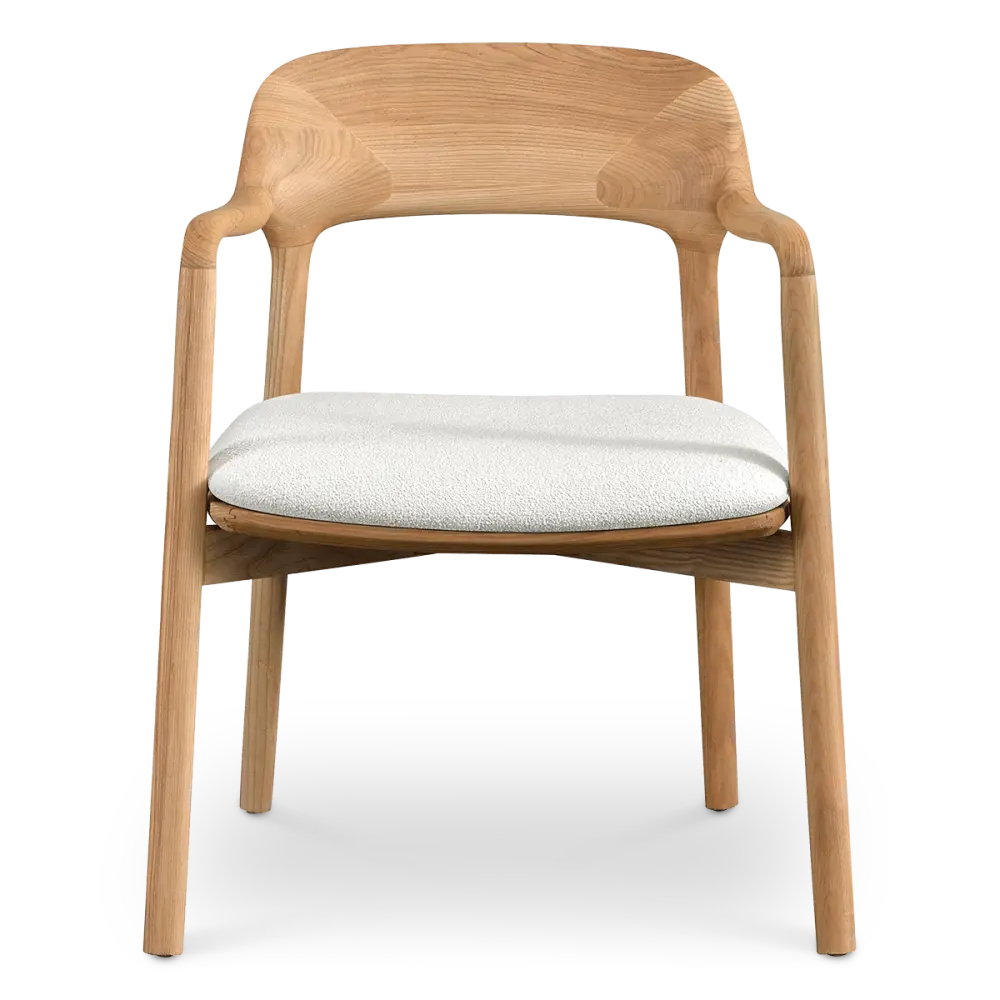 Kennedy Eetkamerstoel | Essen Hout | Wit Teddy / Boucle
