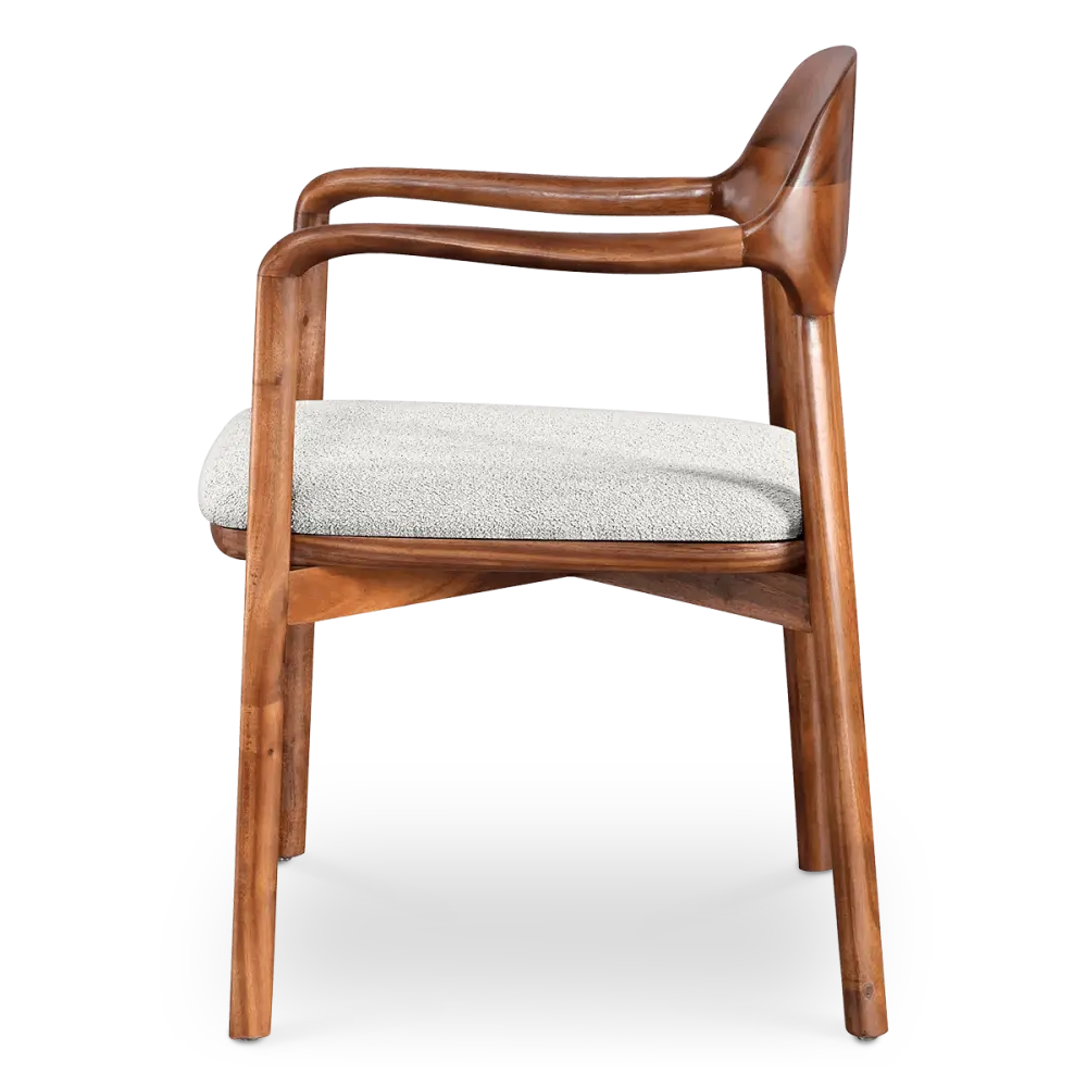 Kennedy Eetkamerstoel | Walnoot | Wit Teddy / Boucle
