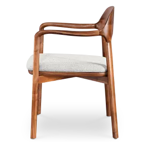Kennedy Eetkamerstoel | Walnoot | Wit Teddy / Boucle