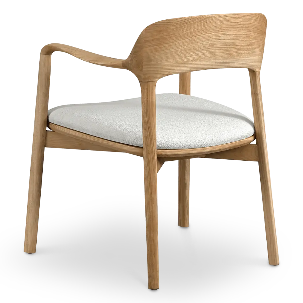 Kennedy Eetkamerstoel | Essen Hout | Wit Teddy / Boucle