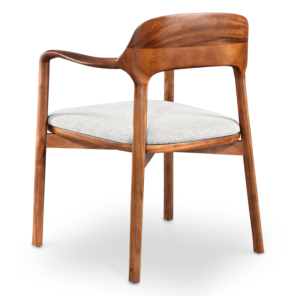 Kennedy Eetkamerstoel | Walnoot | Wit Teddy / Boucle