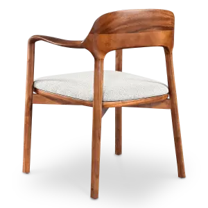 Kennedy Eetkamerstoel | Walnoot | Wit Teddy / Boucle