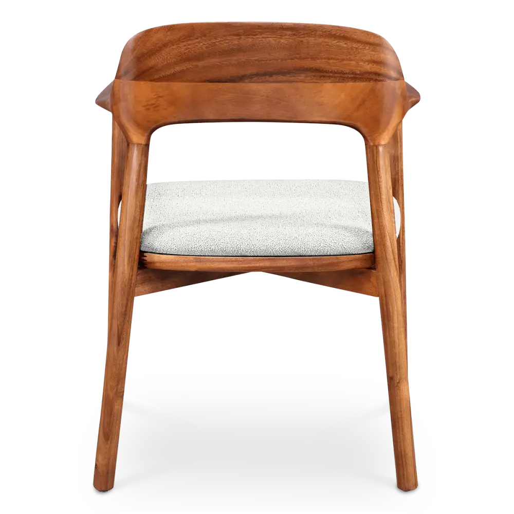 Kennedy Eetkamerstoel | Walnoot | Wit Teddy / Boucle