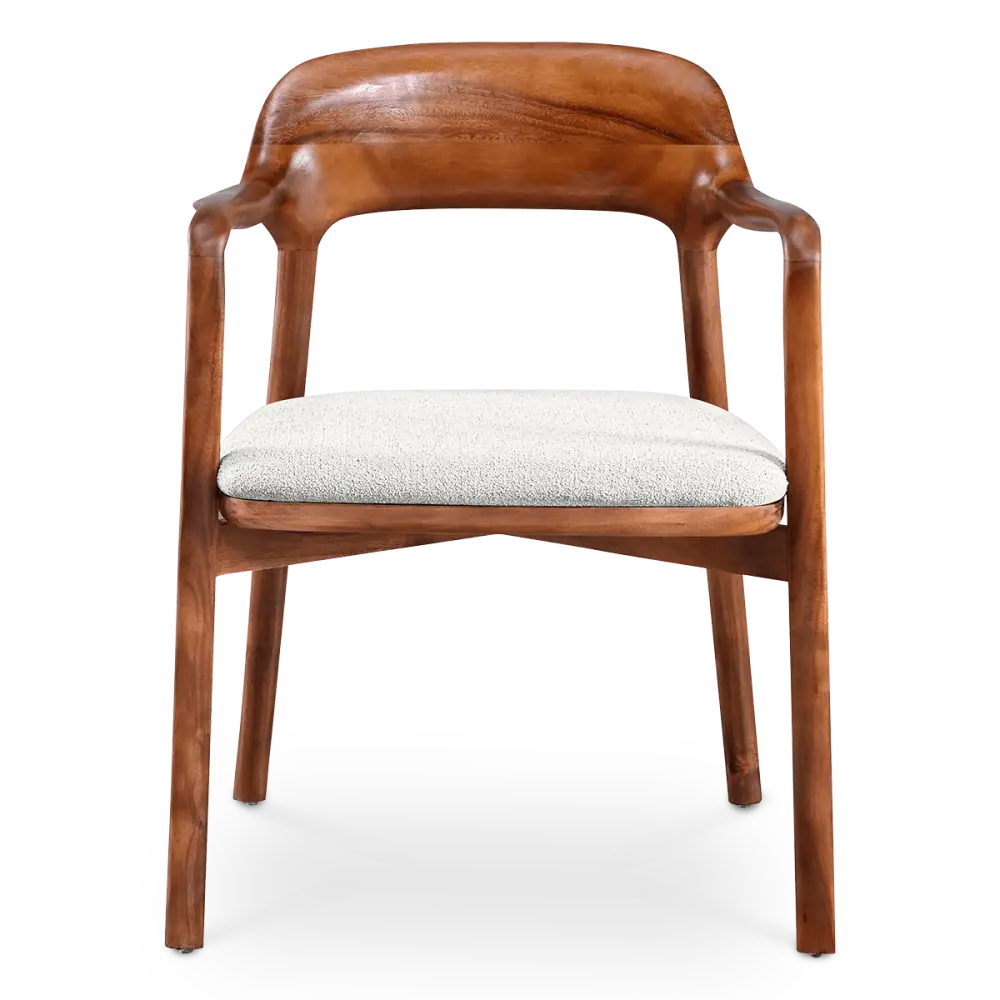 Kennedy Eetkamerstoel | Walnoot | Wit Teddy / Boucle