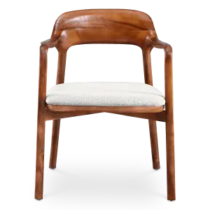 Kennedy Eetkamerstoel | Walnoot | Wit Teddy / Boucle