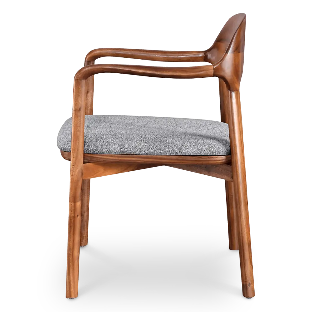 Kennedy Eetkamerstoel | Walnoot | Grijs Boucle Zitting