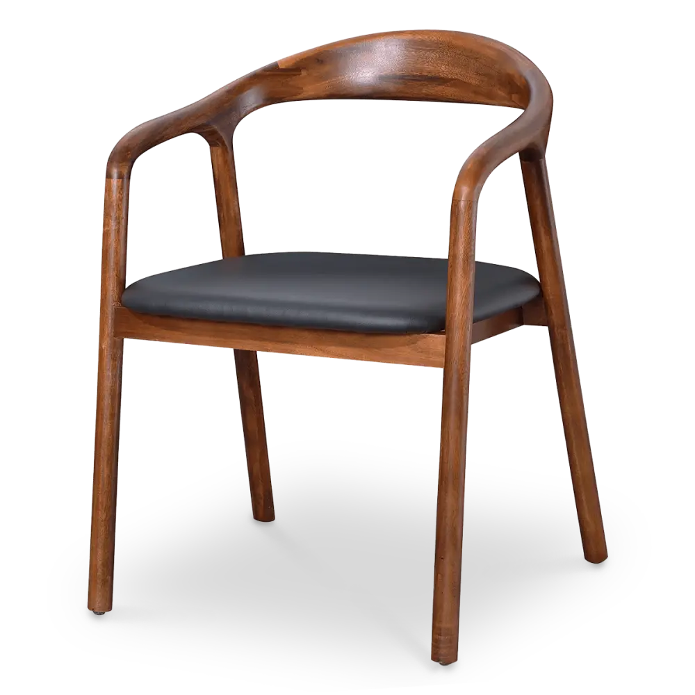 Artson Eetkamerstoel | Notenhout | Zwart PU Leer