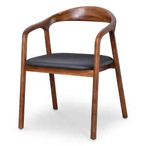 Artson Eetkamerstoel | Notenhout | Zwart PU Leer