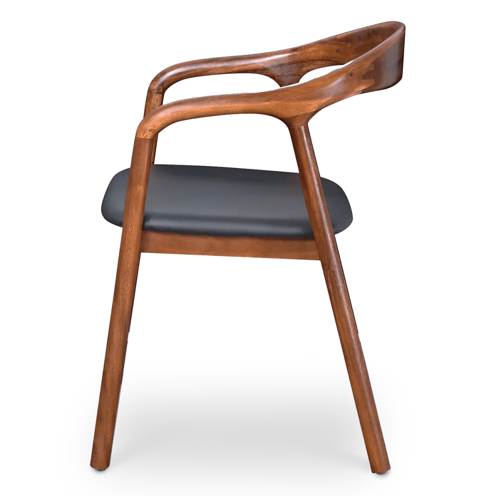 Artson Eetkamerstoel | Notenhout | Zwart PU Leer