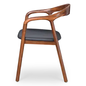 Artson Eetkamerstoel | Notenhout | Zwart PU Leer
