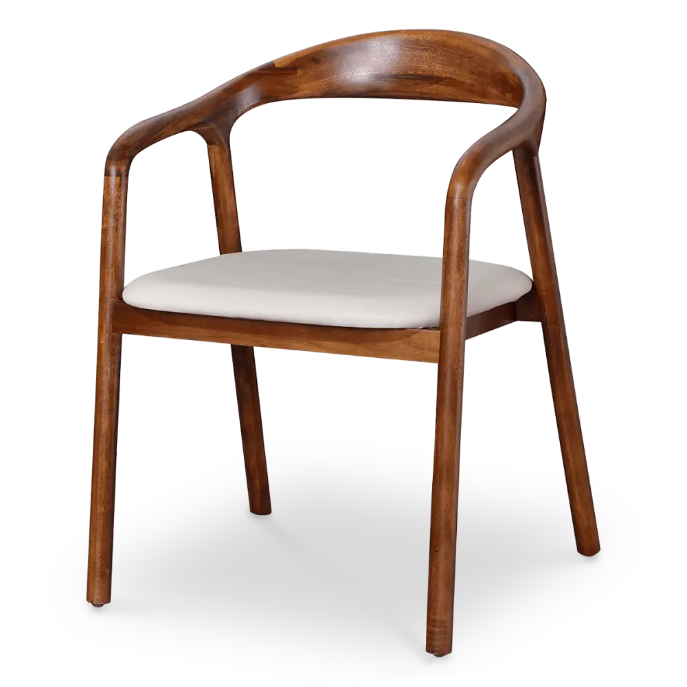 Artson Eetkamerstoel | Notenhout | Wit PU Leer